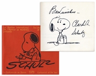 Charles Schulz Signed 8 x 7 Drawing of Snoopy
